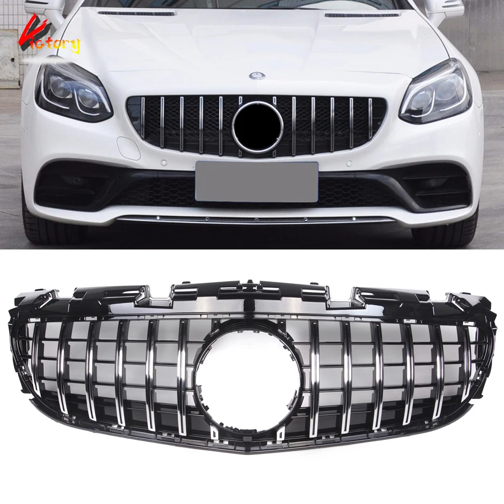 

For Mercedes SLC Class R172 2016-2020 GT Mesh Grilles Upper Grille Front Bumper Grill Car Exterior Decorative Accessory