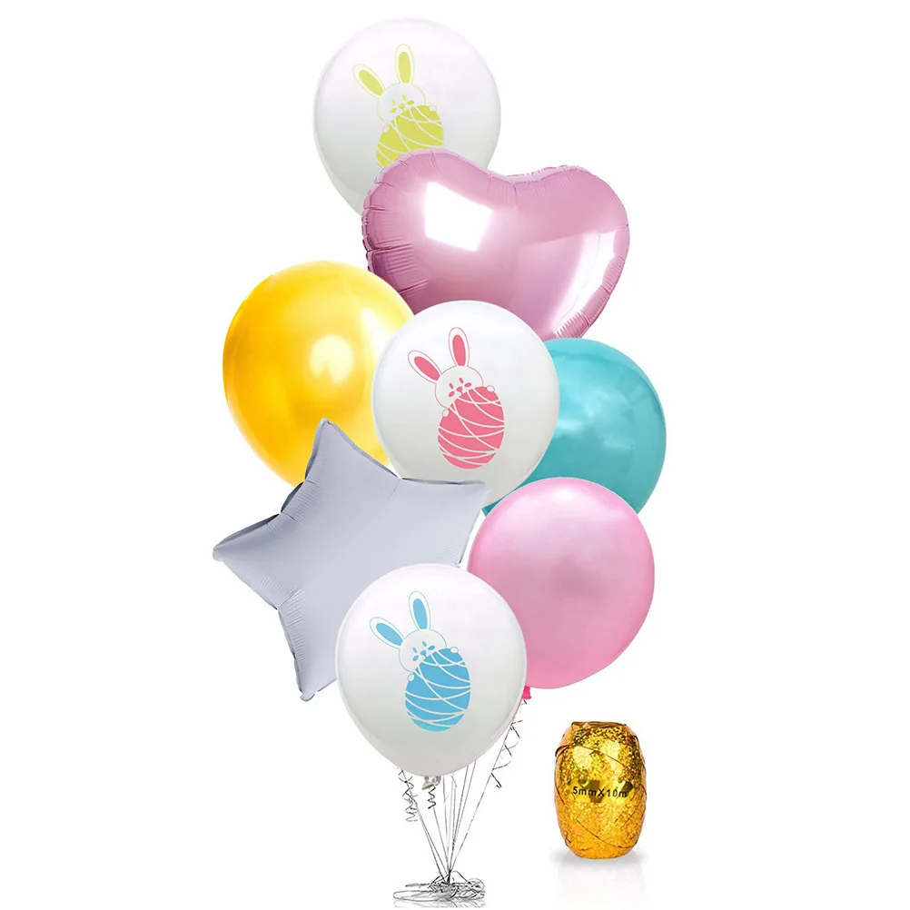 

18Pcs Easter Balloon Set Colorful Printed Latex Aluminum Foil Heart Star Balloons Party Decorations Supplies Easter Balloons