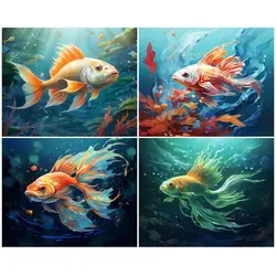 CHENISTORY Pictures By Number Fish Animal Kits Home Decor Painting By Numbers Drawing On Canvas HandPainted Art DIY Gift