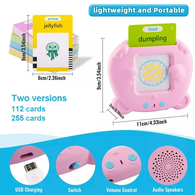 Educational Learning English Electronic Audio Book Toy Montessori Education Flash Cards Machine for Children Birthday Gift
