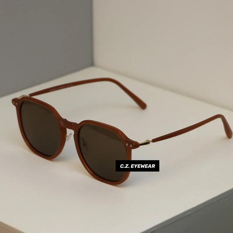 Korean version of large square frame sunglasses caramel big face skinny-skinny-skin magic for women polarizi