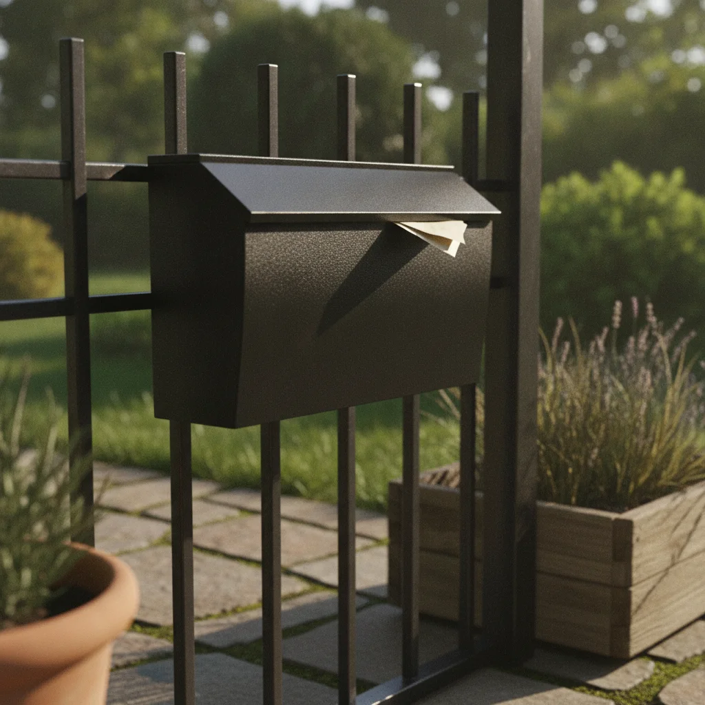 Mailbox with Slanted Lid Rectangular Metal Mailbox Mail Box Sturdy Hardware Powder-Coated for Homeowners, Gate, Fence