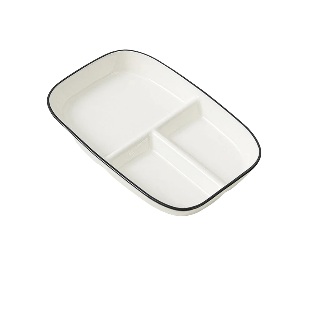 Ceramic Portion Control Plate Portable Durable Divided Dinner Plate Compartmented Non-slip Bottom Serving Dish Healthy Meal Prep