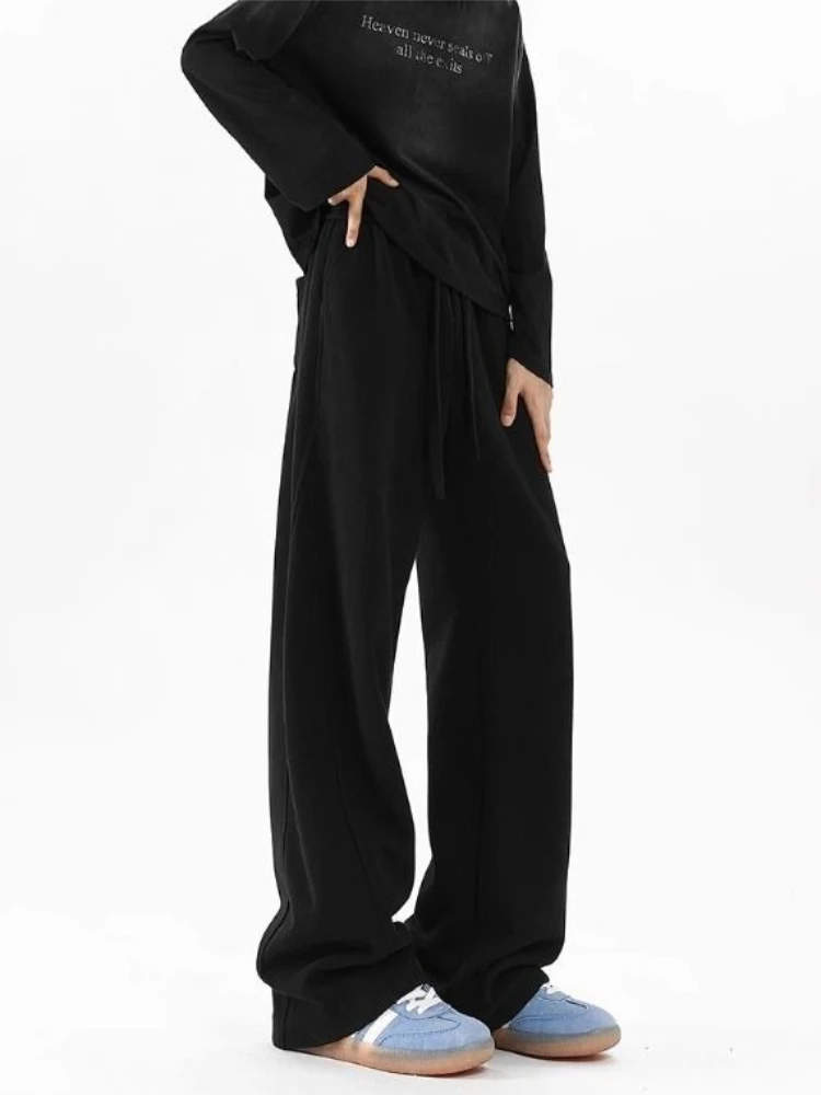 

Мужские повседневные прямые брюки-джоггеры в американском стиле, свободного кроя, с эффектом драпировки, для весеннего спортивного повседневного образа, универсальные брюки