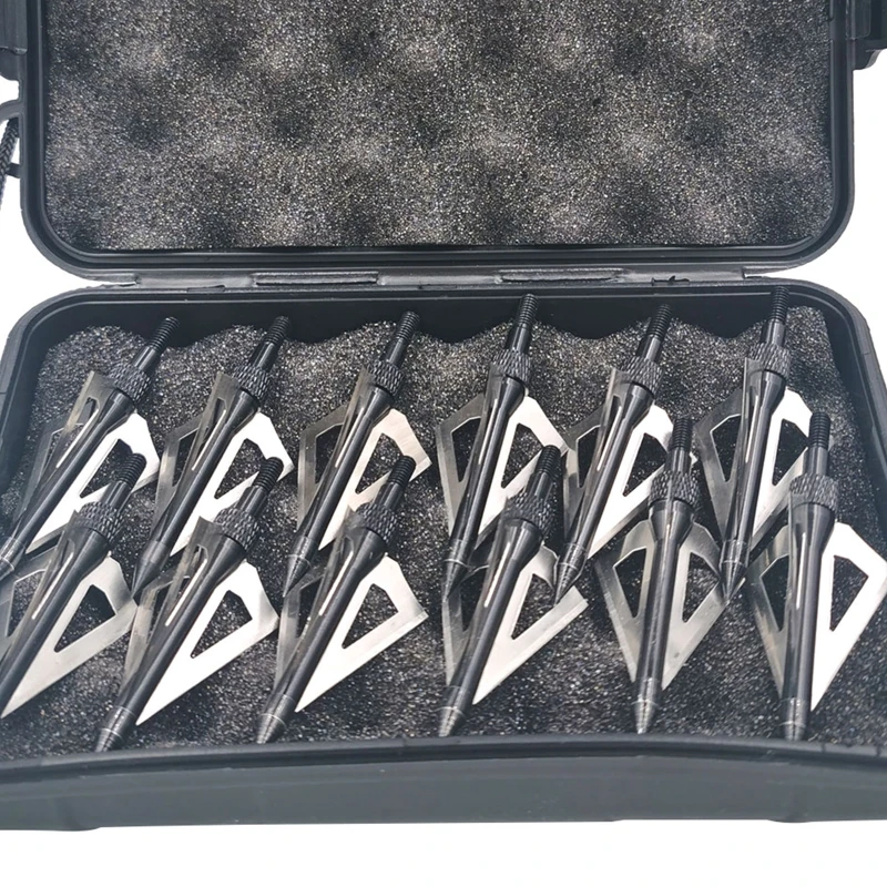 12 Pack 125 Grain 3 Fixed Blade Hunting- Broadheads Archery For Arrow Points Tips For Compound Bow- Great Performance