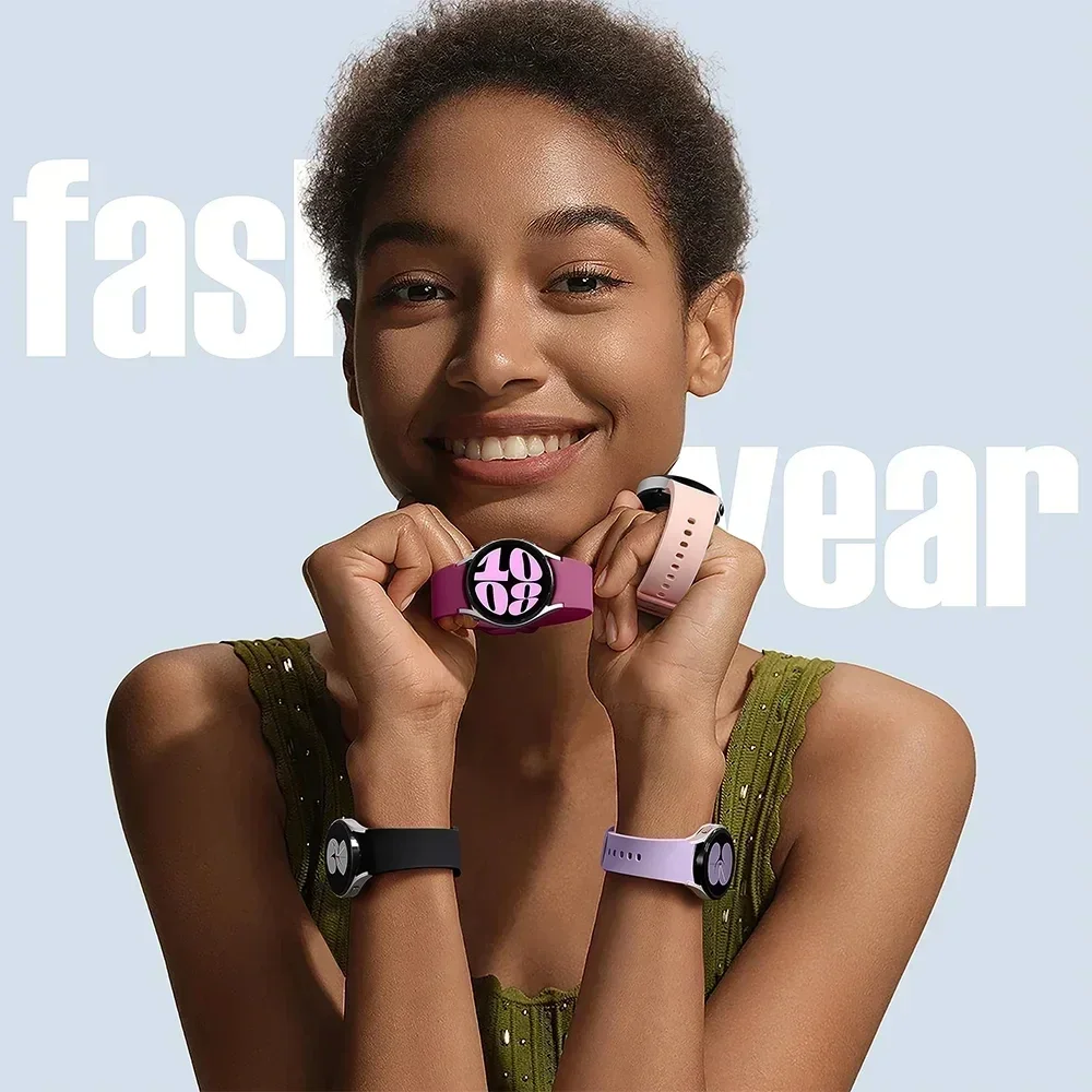 حزام سيليكون لساعة سامسونج جالاكسي 7 6 5 4 FE 44 مللي متر 40 مللي متر 5 برو 45 مللي متر سوار رياضي 20 مللي متر بدون فجوة سوار جالاكسي ساعة 6-4 كلاسيكي