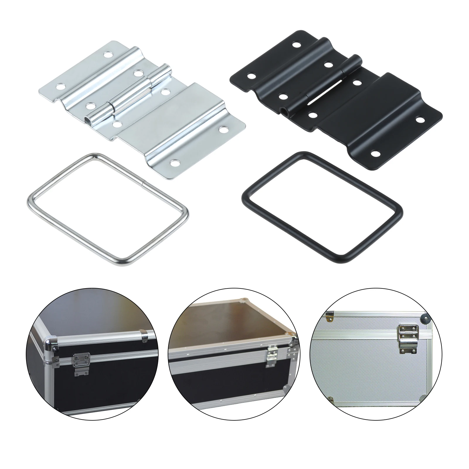 2pcs/set Support Hinges 85*50mm Iron Chrome Strut Hinge 8 Holes Silver/Black Secure Air Flight Case Tool Box Luggage Furniture