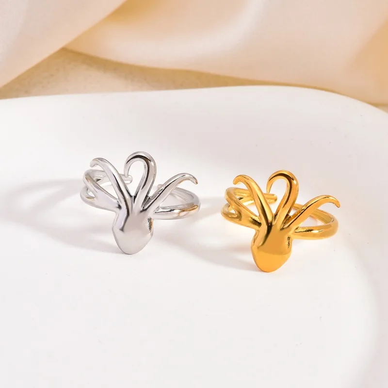 New Freshwater Ocean Jewelry Ring For Women Anillos Gold Color Stainless Steel Starfish Shell Geometric Aesthetic Open Rings
