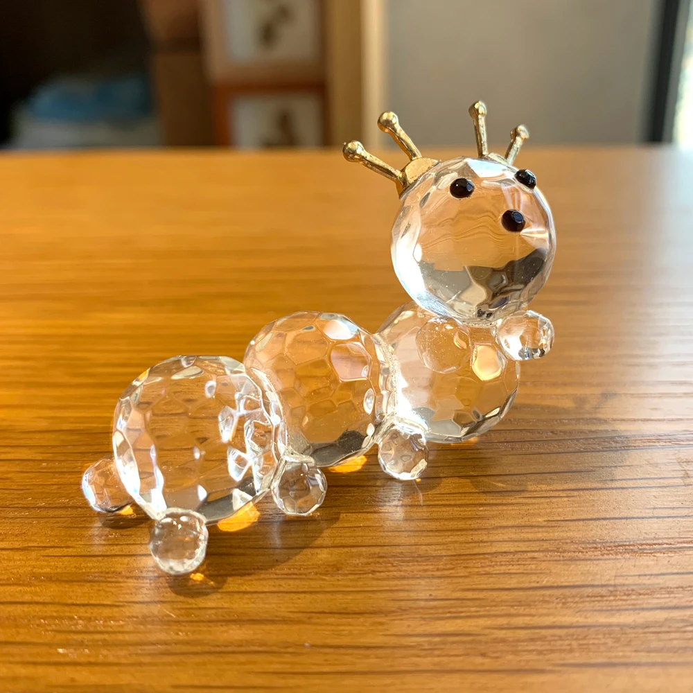Crystal Caterpillar Animal Figurine Glass Caterpillar Collection Ornament Handmade Caterpillar Paperweight Gift Home Table Decor