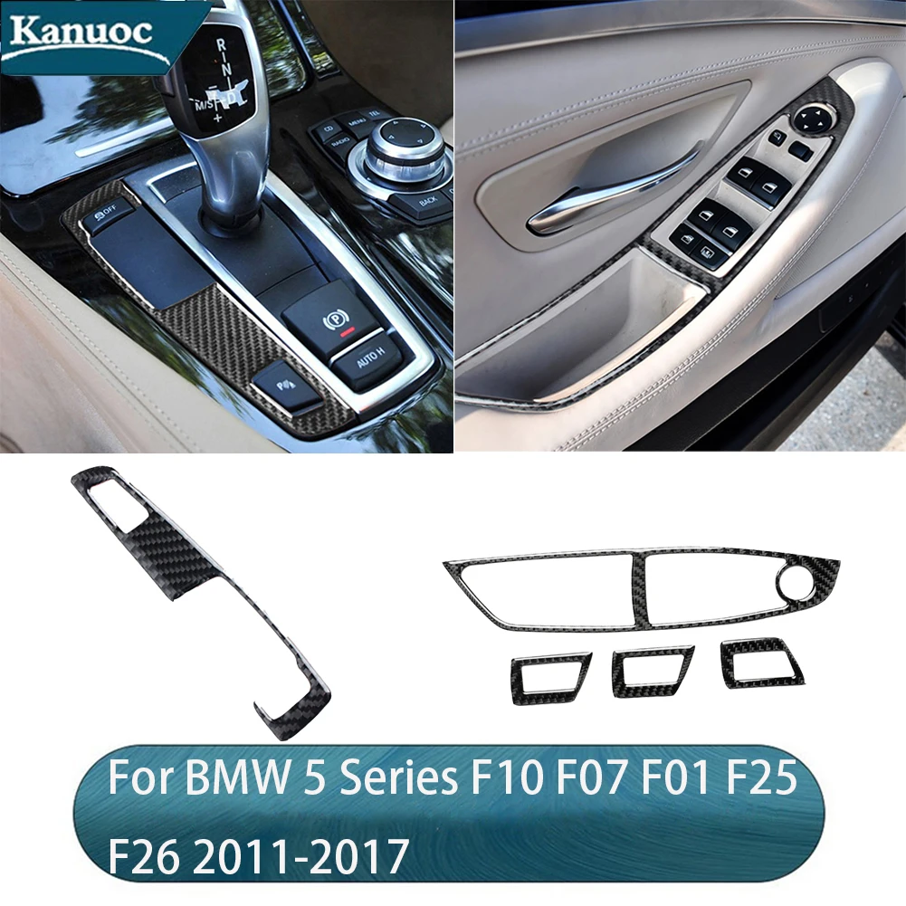 

Carbon Fiber Black Stickers For BMW 5 Series F10 F07 F01 F25 F26 2011 2012 2013 2014 2015 2016 2017 Car Interior Accessories
