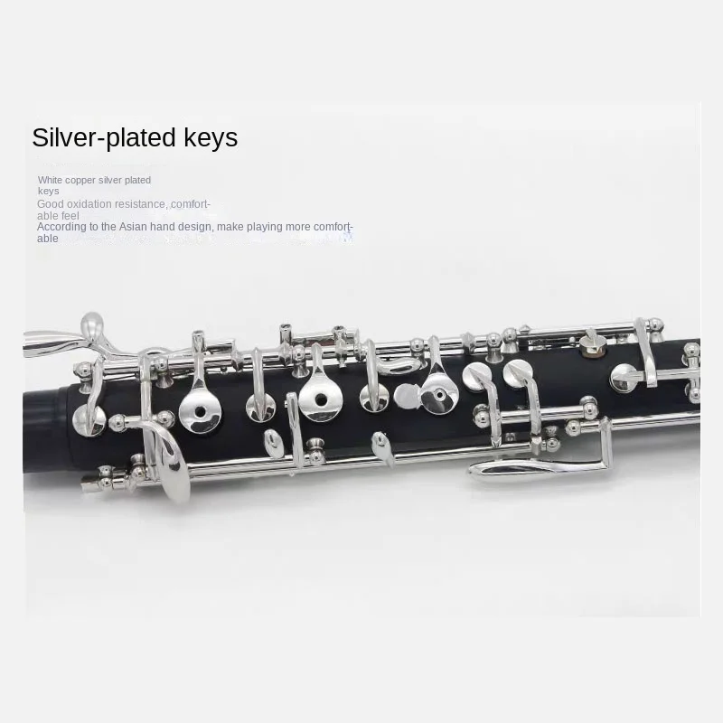 C-Key Beginner Test British Clarinet Style Semi-Automatic Oboe Woodwind Instrument with Silver-Plated Buttons