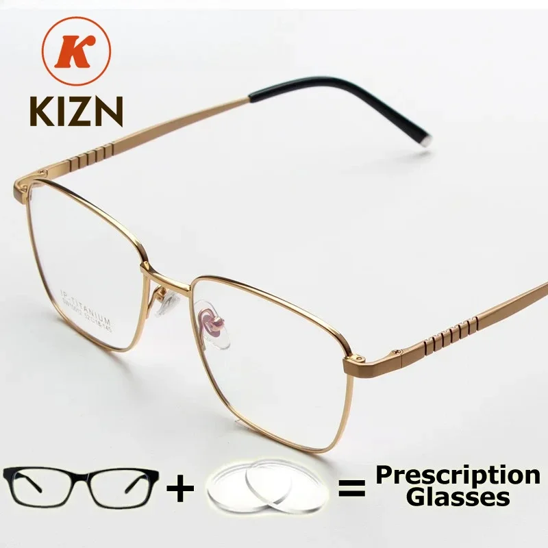 

Очки KIZN квадратной формы, высококачественные оптические очки для мужчин, антибликовые, из чистого титана, для коррекции близорукости, фотохромные