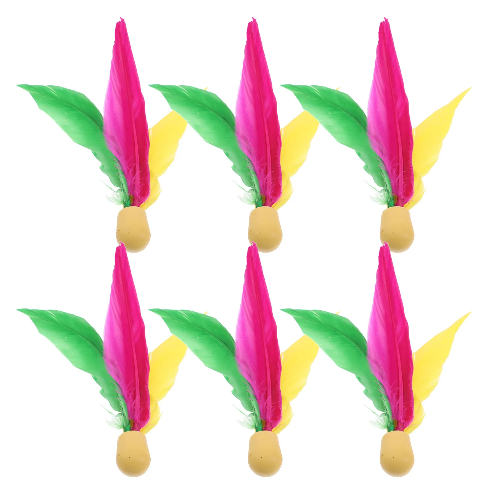 

6Pcs Vibrant Color Shuttlecock Elastic Rubber Head Long for Outdoor Entertainment Paddle Game Badminton Birdie