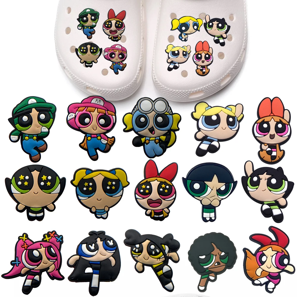9/18Pcs Hot Toys Shoe Charms Pins Shoes Accessories Decorations Bubble Slides Clog Sandal Shoe Ornament For Kids Birthday Gifts