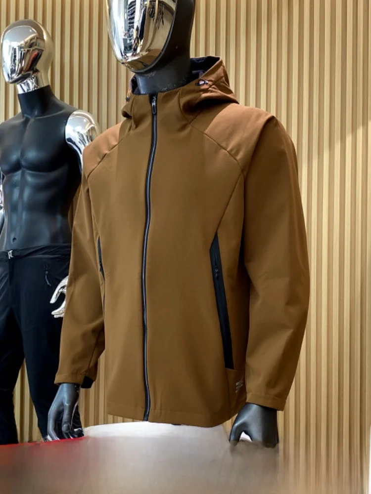 Thickened Fleece Outdoor Men's Jacket Hat Integrated 3D Tailoring Warm Fashionable Autumn Winter Standard Fit Casual Style