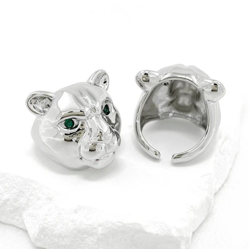 New Fashion Jewelry Women Panther Leopard Head Silver Tiger Head Ring