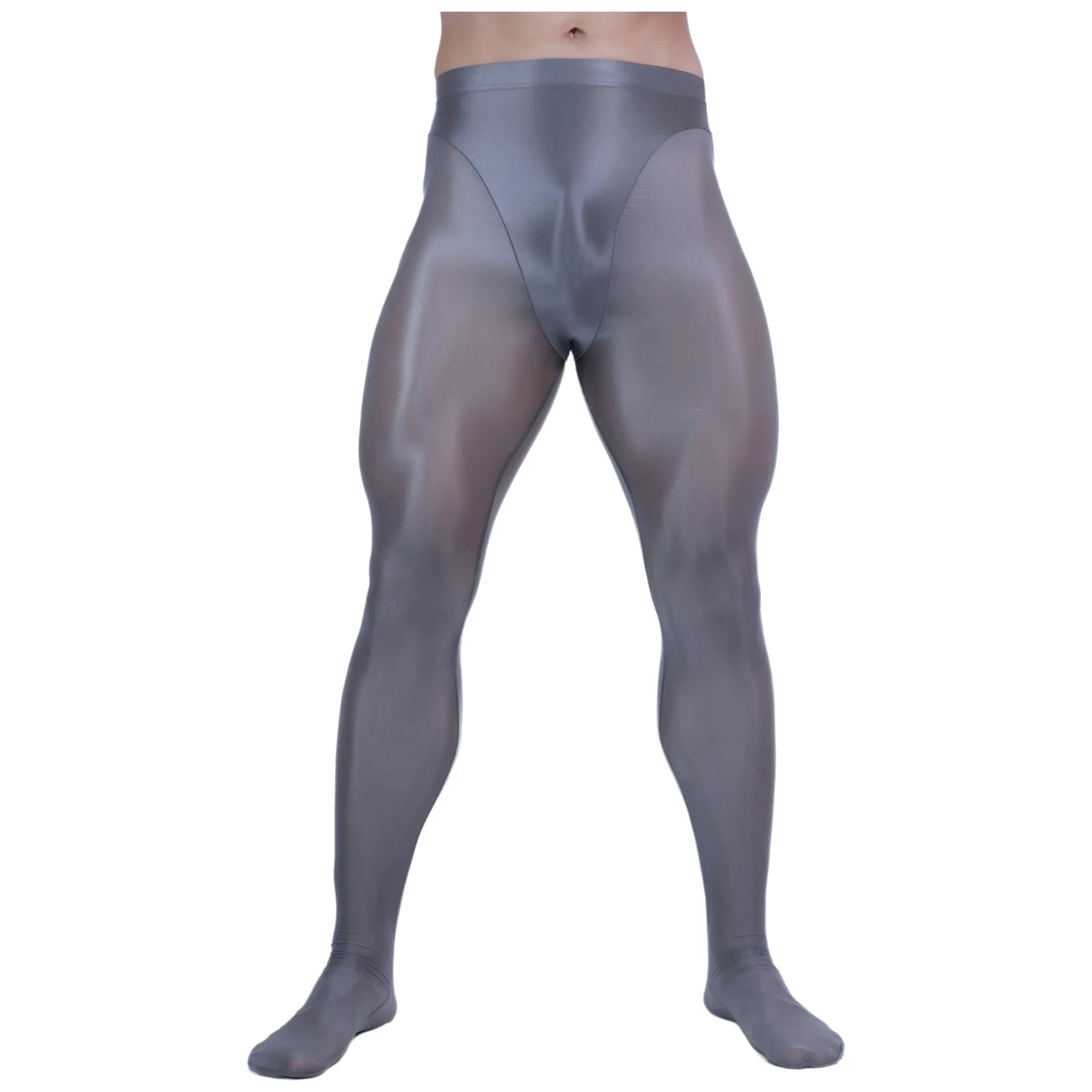Adult Oil-shiny Pantyhose Yoga Dancing Workout Leggings High Waist Sheer Mesh Tights Bodystockings Rave Party Nightclub Clubwear