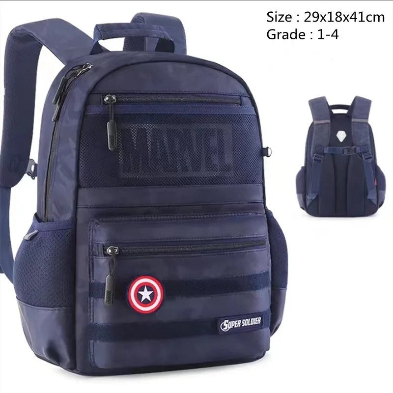 2023 Disney New School Bags For Boys Grade 1-4 Primary Student Shoulder Orthopedic Backpack Spider Man Captain America Mochila