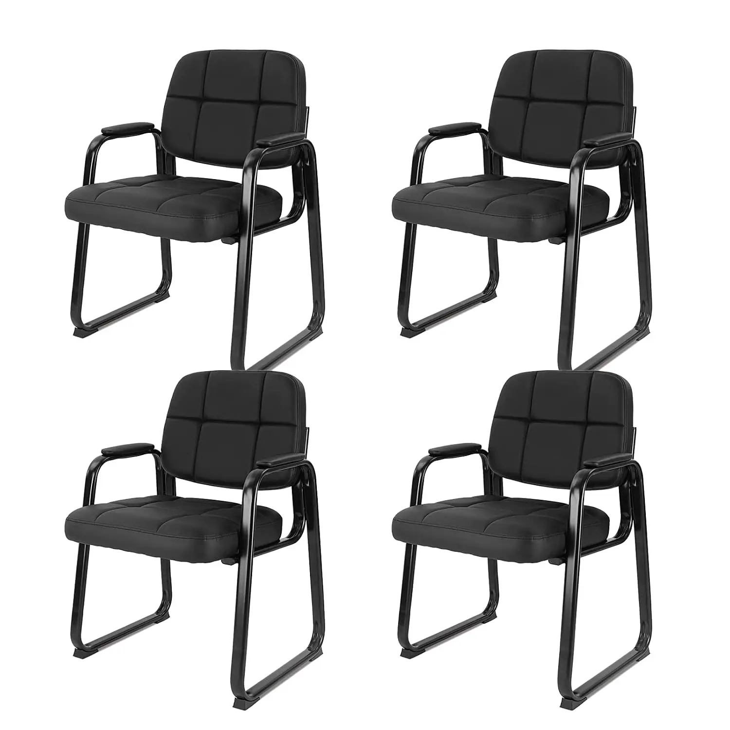 Classic Reception Chair with Padded Armrests and Sled Base, Ergonomic Guest Chair for Office Conference Waiting Meeting Room