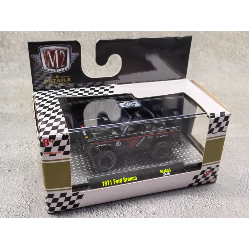 Moulé sous pression M2 1/64 échelle 1971 Ford Bronco tout-terrain Convertible Jeep alliage modèle de voiture jouet à collectionner cadeau Souvenir affichage ornement