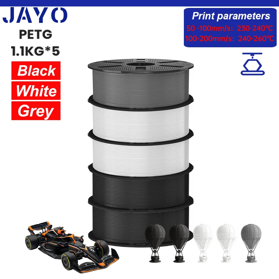 JAYO 3D-Drucker PETG-Filament 1,75 mm 5,5 kg 3D-Drucker-Filament, ordentlich gewickeltes 3D-Druckmaterial für Bambu FDM