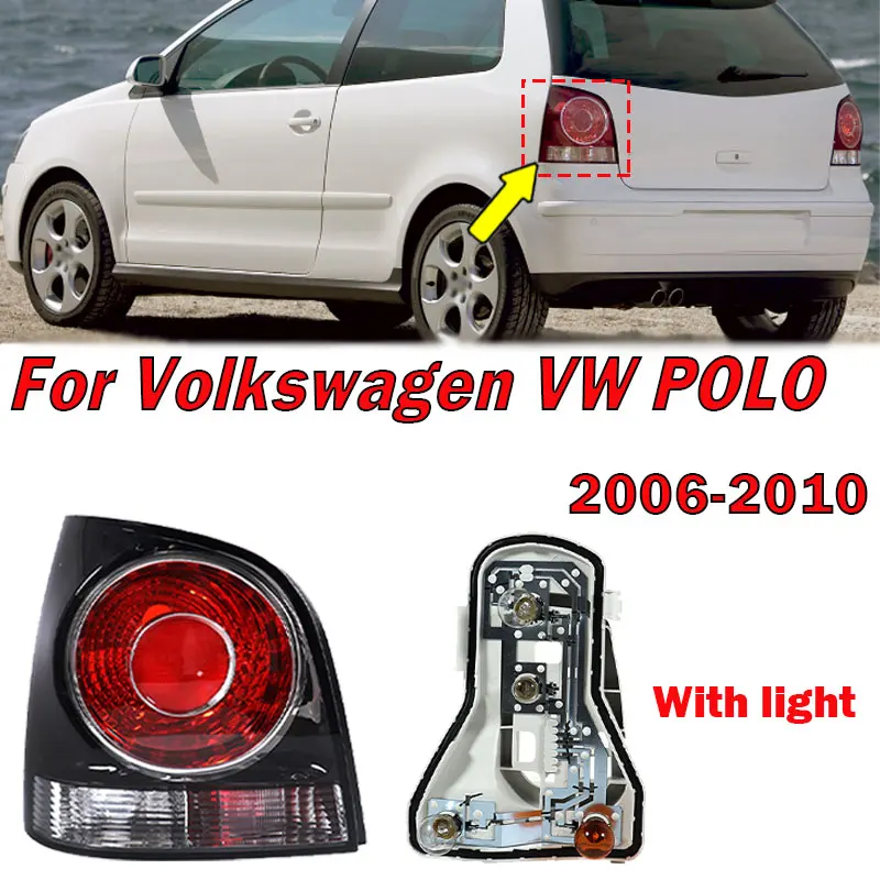 Fog Light For VW POLO 2006 2007 2008 2009 2010 Car Tail Light Rear Bumper Brake Stop Fog Lamp Taillight Auto Assembly With Bulbs