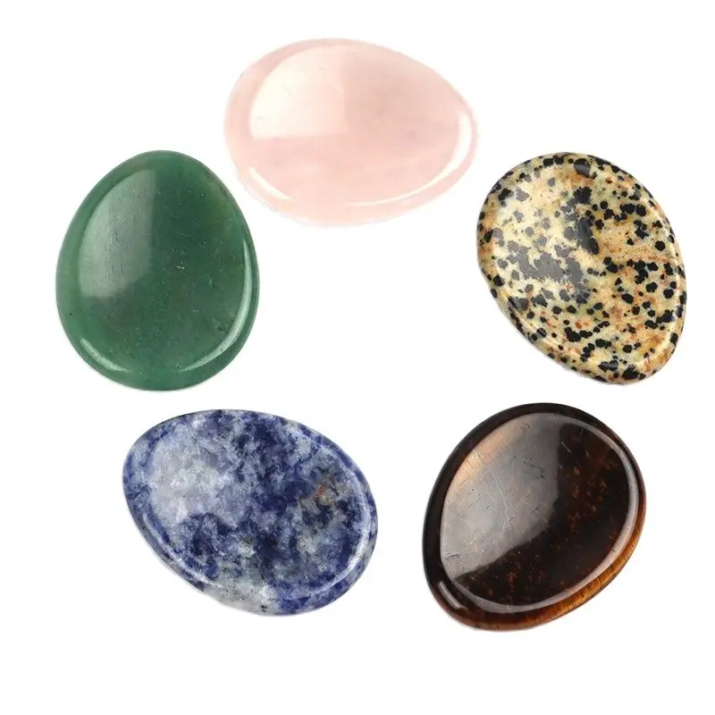 Jade Chakra Palm Stone, Natural Crystal Quartz, Worry Thumb Gemstone, Healing Massager, Home Decor