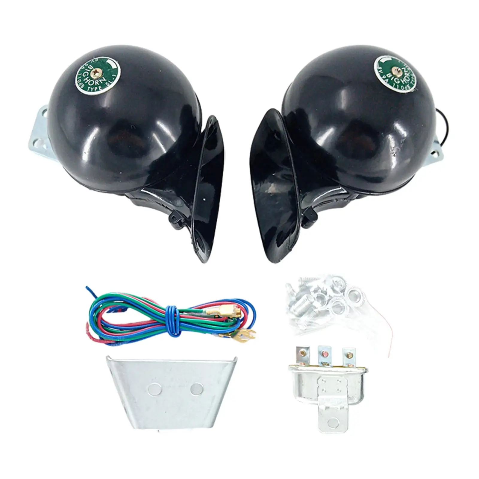 

Electric Snail Horn with Relay Harness Automotive Accessories Compact Metal Universal Auto Horn Kit 12V for Car Motorcycle