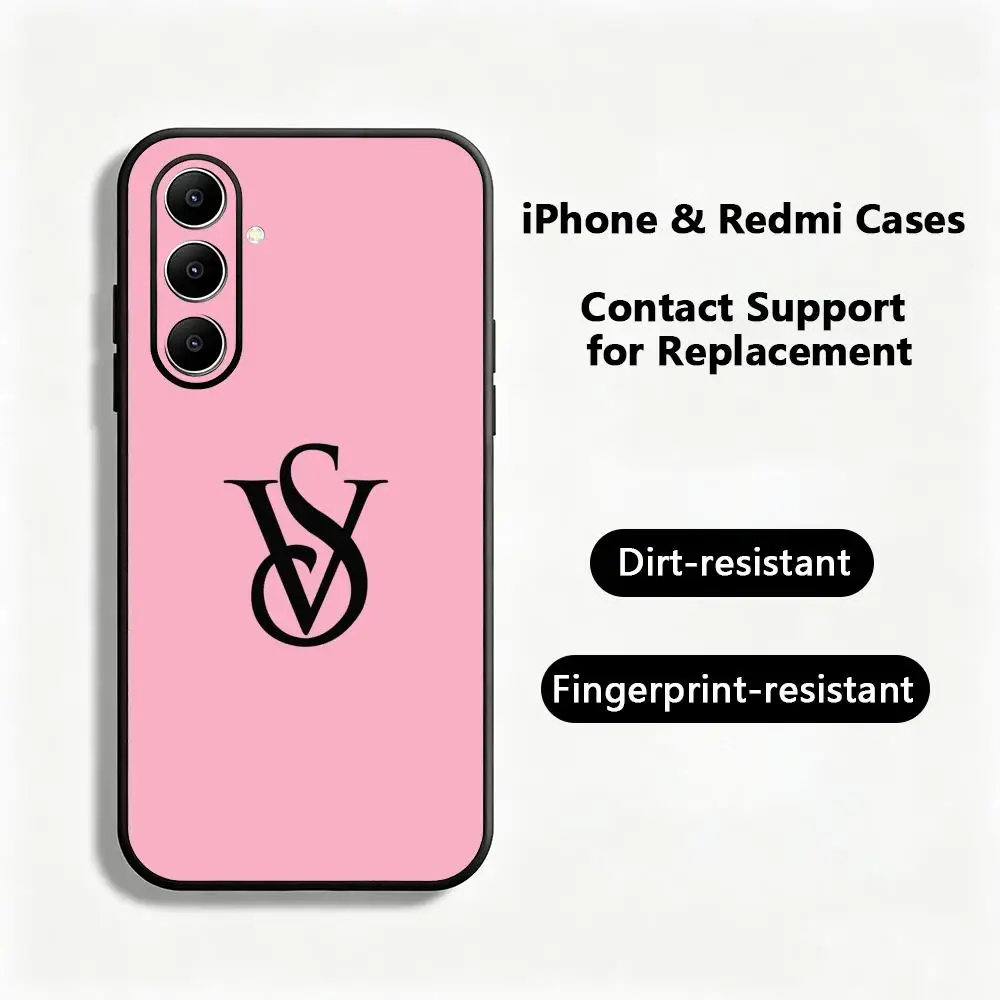 Luxury Brands LOGO V-Victoriaes logo Phone Case For Samsung Galaxy S26 S25 S24 S23 S22 S21 S20 Plus Ultra Note20 Soft Black