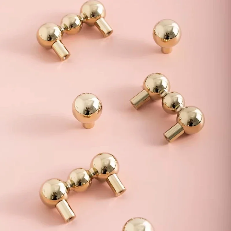 Solid Brass Ball Foot Cabinet Knobs Pull T-bars Kitchen Cloakroom Wardrobe Small Handle Bar Hole 45mm Decorative Knob Furniture