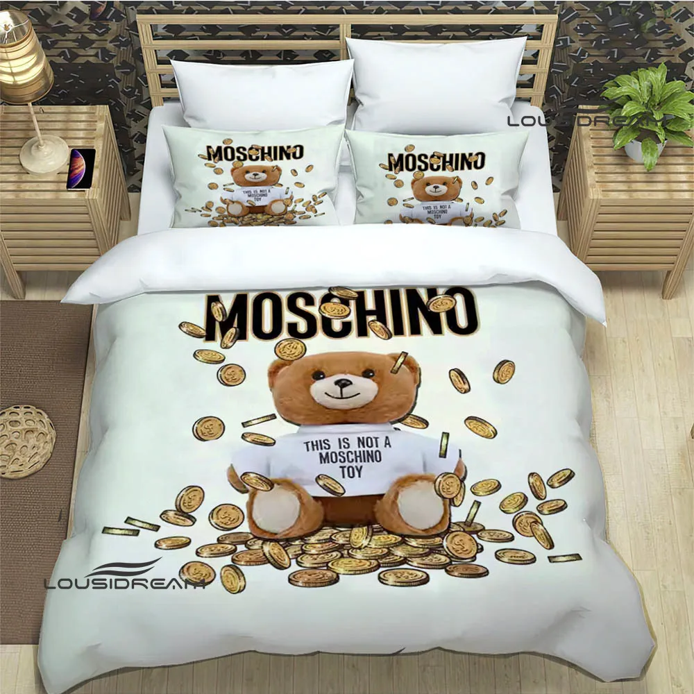 3D M-Moschinos logo Print Bedding Sets exquisite bed supplies set duvet cover bed comforter set bedding set luxury birthday gift