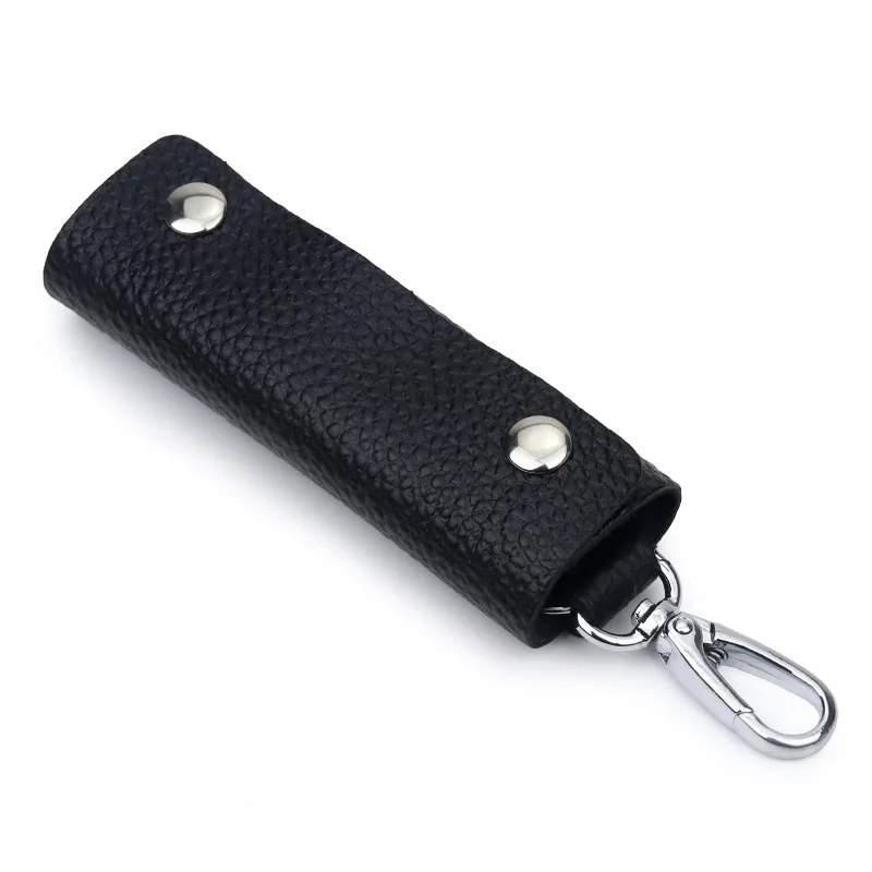 Men's Key Case Genuine Leather Door Key Bag Keychain Holder Metal Hook Mini Household Keys Wallet