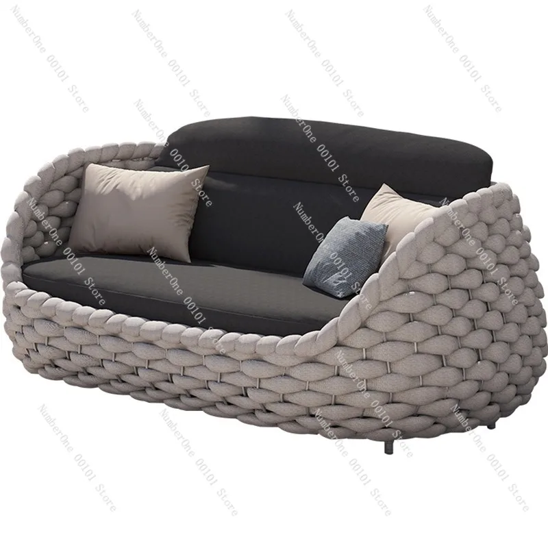 Nordic Courtyard Garden Rattan Sofa, Designer Outdoor Balcony Furniture, Office Leisure Chair for Relaxation