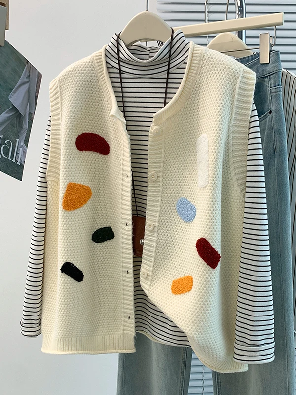 Authentic Korean Design Fall New Style Layered Open Cardigan Vest Outerwear Top Versatile City Commute Regular Fit