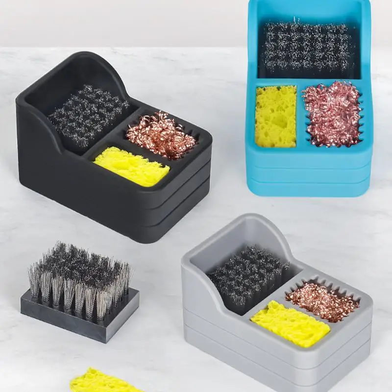 Small Soldering Iron Tips Cleaning Box Steel Brush Sponge Copper Wire 3 Clean Modes Welding Head Tin Slag Remove Cleaner Tool
