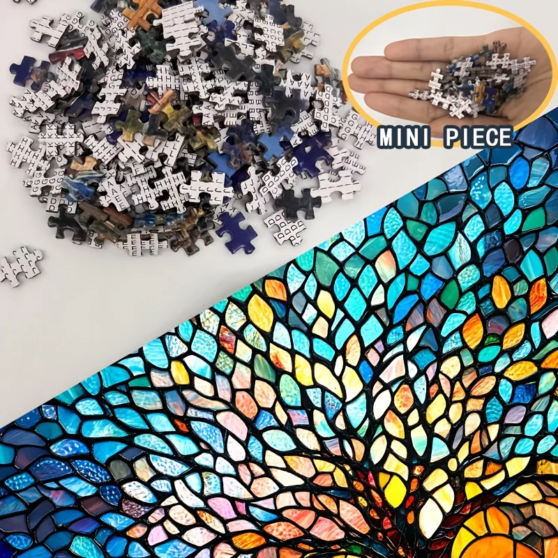 Mini Size Puzzle 1000pcs Rainbow Tree Art - 38x26cm Vibrant Forest Design for Nature Lovers & Home Decor Enthusiasts