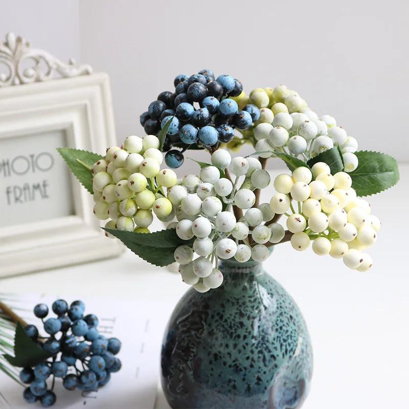 Mini Artificial Berries Flower Christmas Fruit Fake Berry Foam Flowers Decoration Wedding Home Table Simulation Plant Arrangment