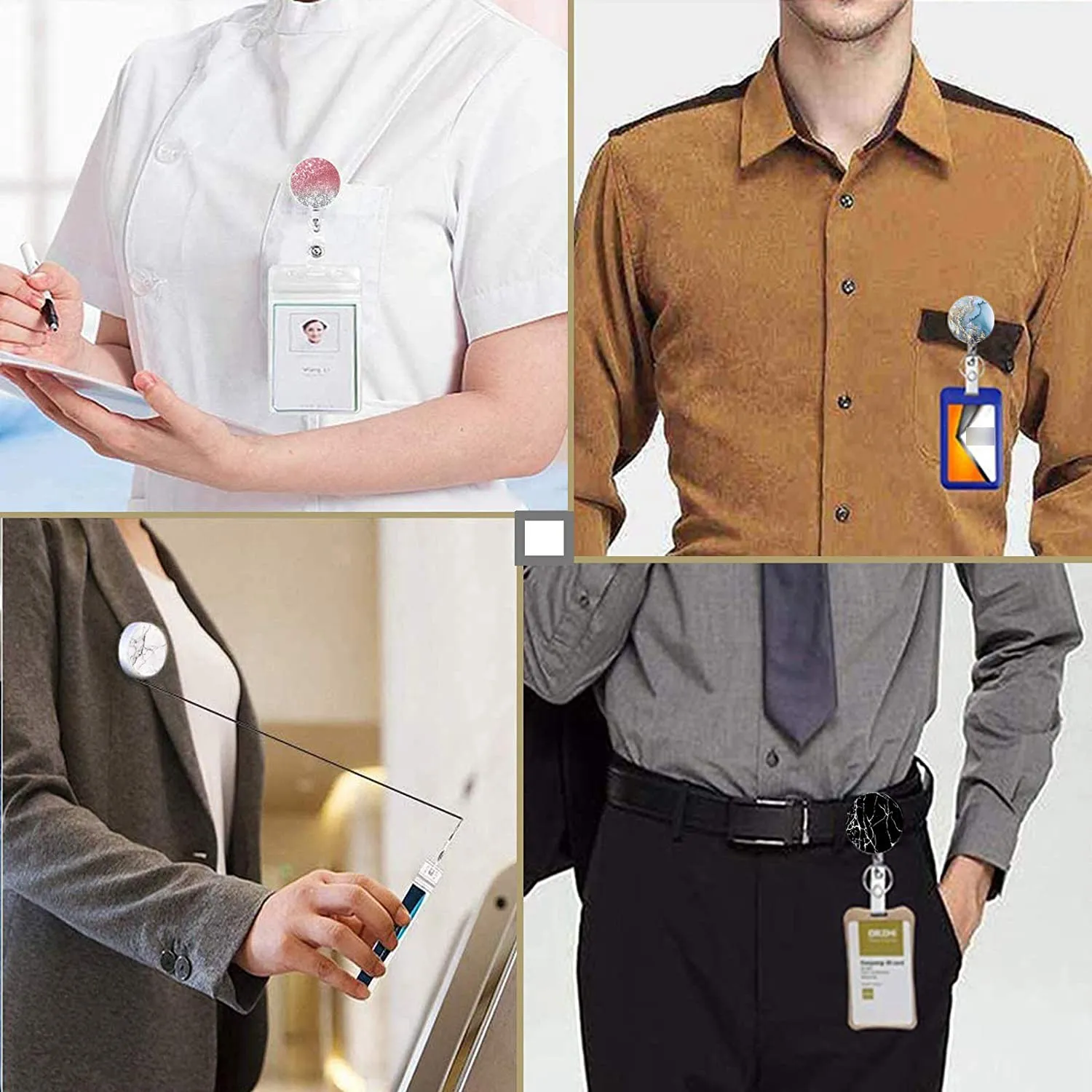 OK 10Pcs Retractable Badge Holder Nurse Badge Reels with Alligator Clip Decorative ID Name Badge Reel for Office Worker