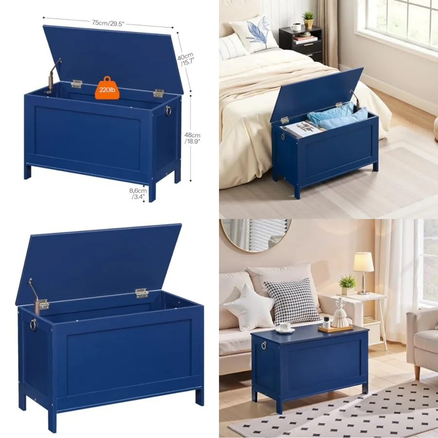 

Toy Box, Retro Wooden Look Storage Chest with Safety Hge, Entryway Storage Bench Supports 220 lb, 29.9 x 15.7 x 18.9 ch Toy Che