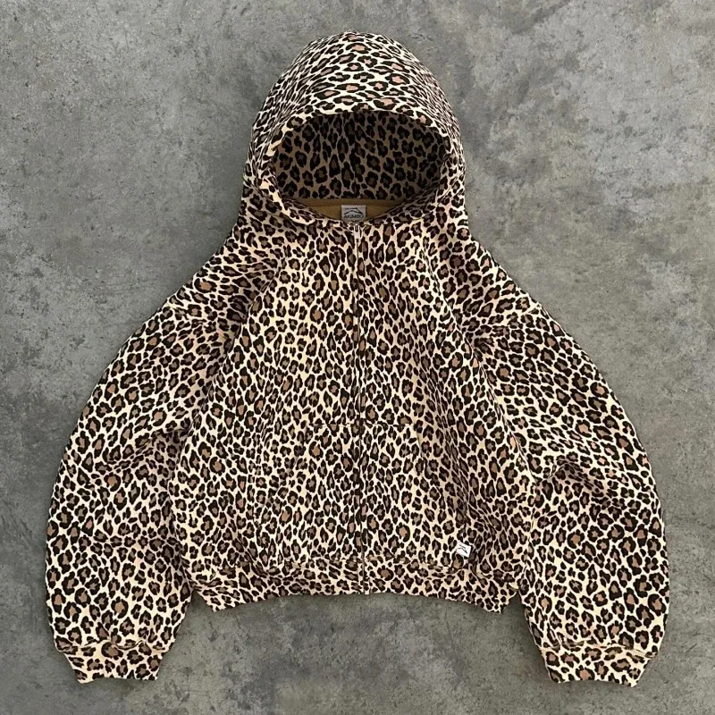 Y2K Hoodie vintage Leopard print Pattern Harajuku Oversized hoodie NEW Hip Hop Gothic Fashion Men women Casual Sweatshirt Top