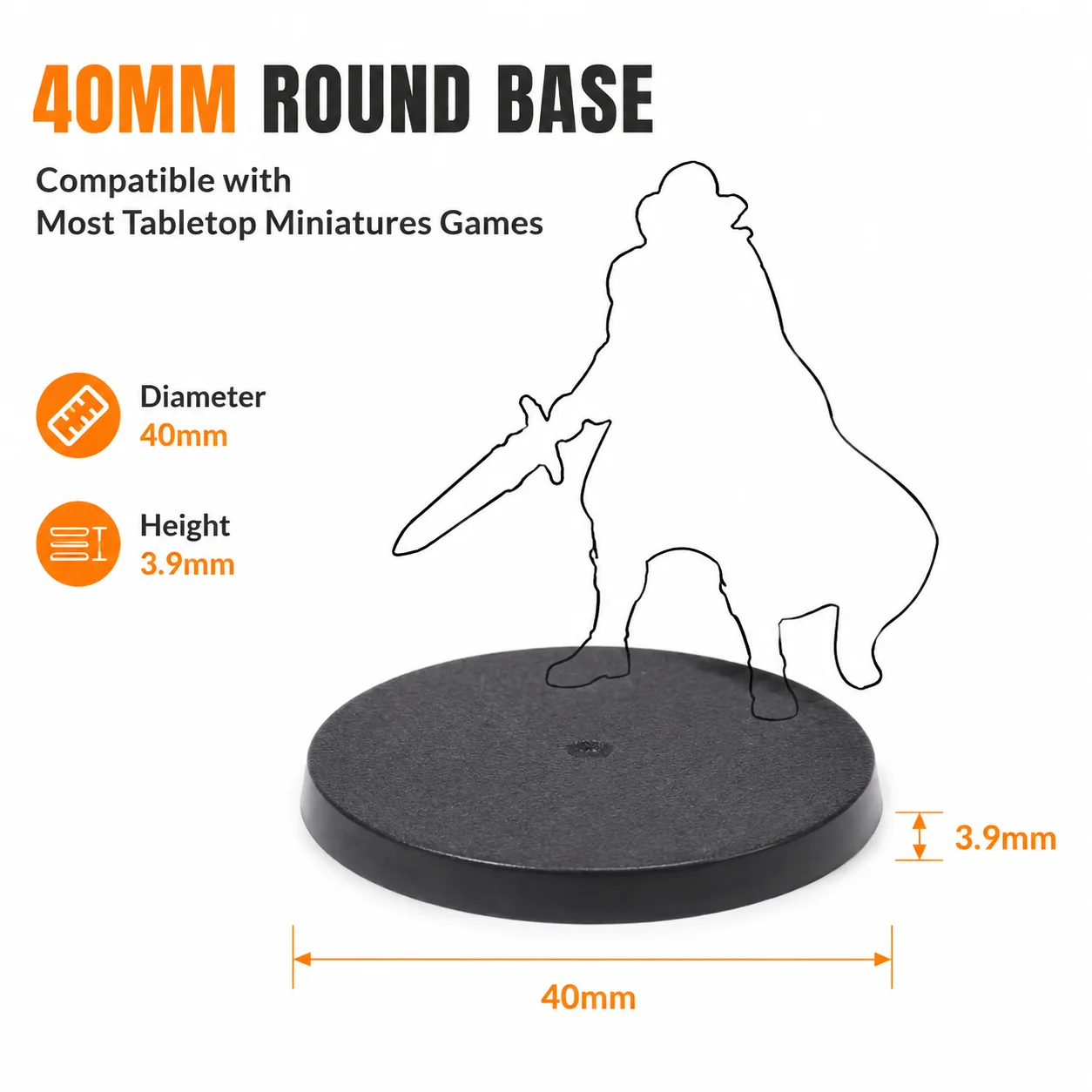 Bild: 40 mm Gaming-Miniaturen, 40 mm runde Kunststoffbasen für Wargames