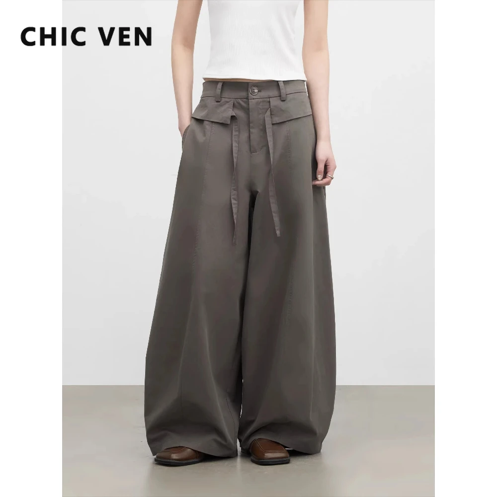 

CHIC VEN Корейские женские брюки с высокой талией, новые, свободные, повседневные, широкие штанины, весна-лето 2026
