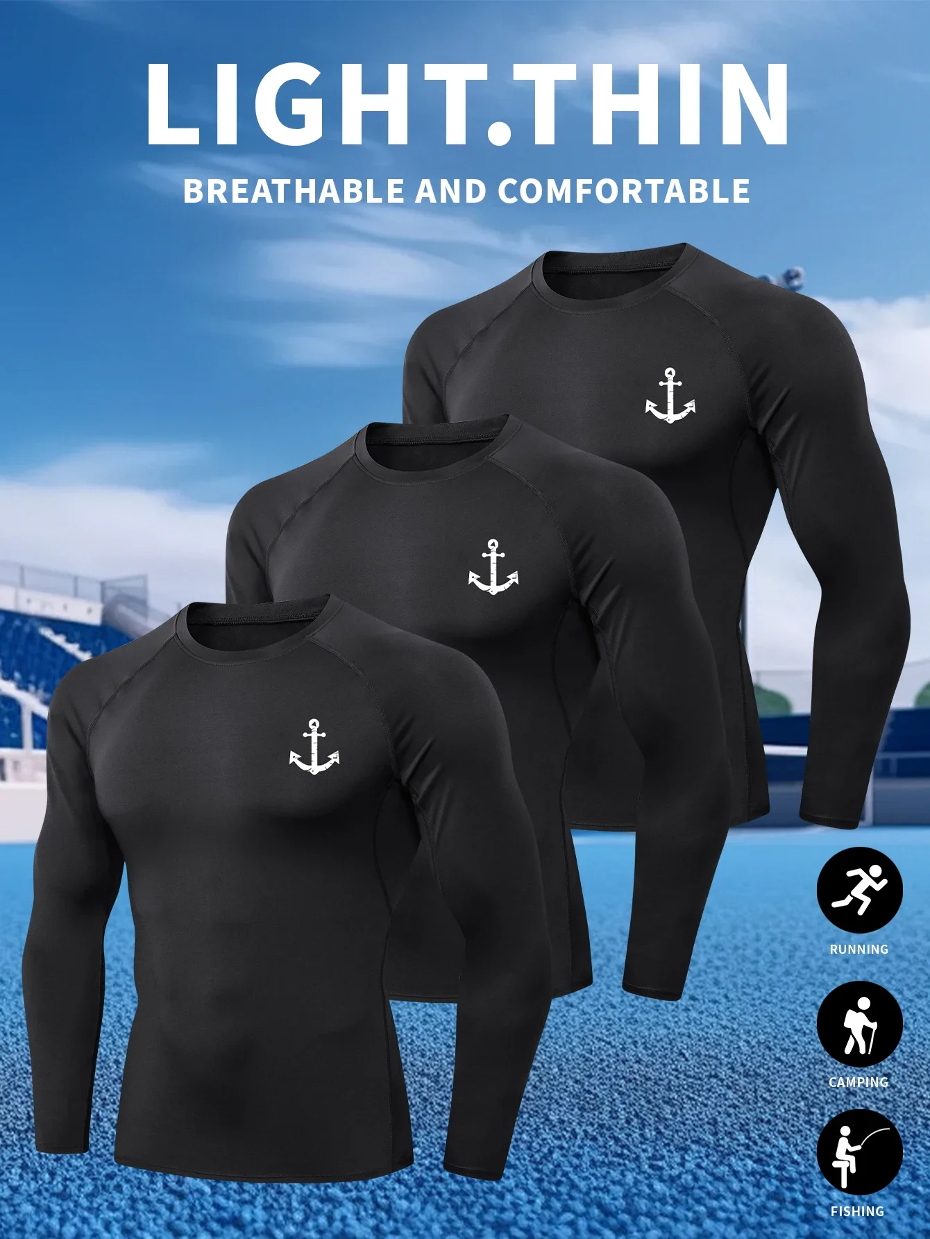 

Three-piece 2d anime printed sports long-sleeved tight fitness running quick-drying breathable basketball sportswear