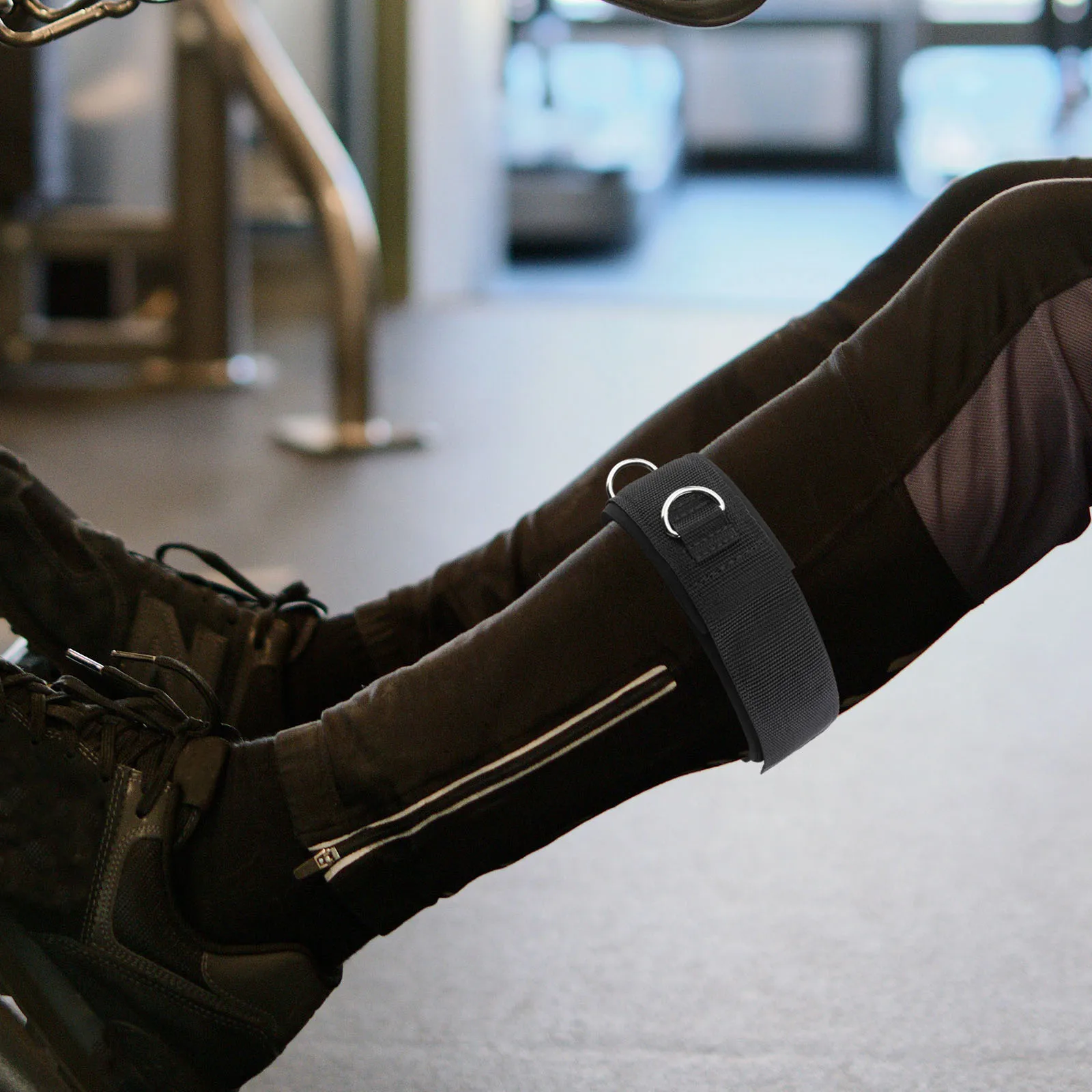 

1 Pair Elastic Fitness Ankle Strap Neoprene Padded for Leg Thigh Workout Exercise Training Accessory Black