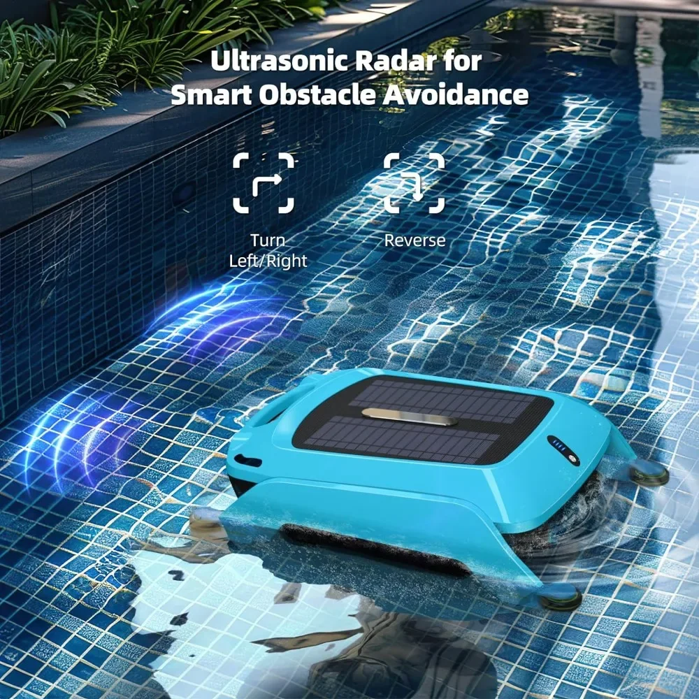 Cleaning Tool，Robotic Solar Pool Skimmer: SR5 Automatic Pool Robot Cordless Solar Powered Pool Skimmer Cleaner for Surface