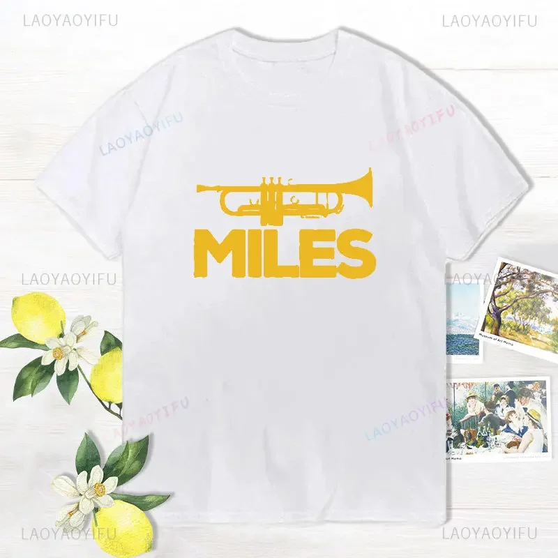 NEW Miles Davis Trumpet Graphic T Shirt Men Summer Fashion Tee Shirt Funny Short Sleeve Cotton Tops Tees Harajuku Streetwear