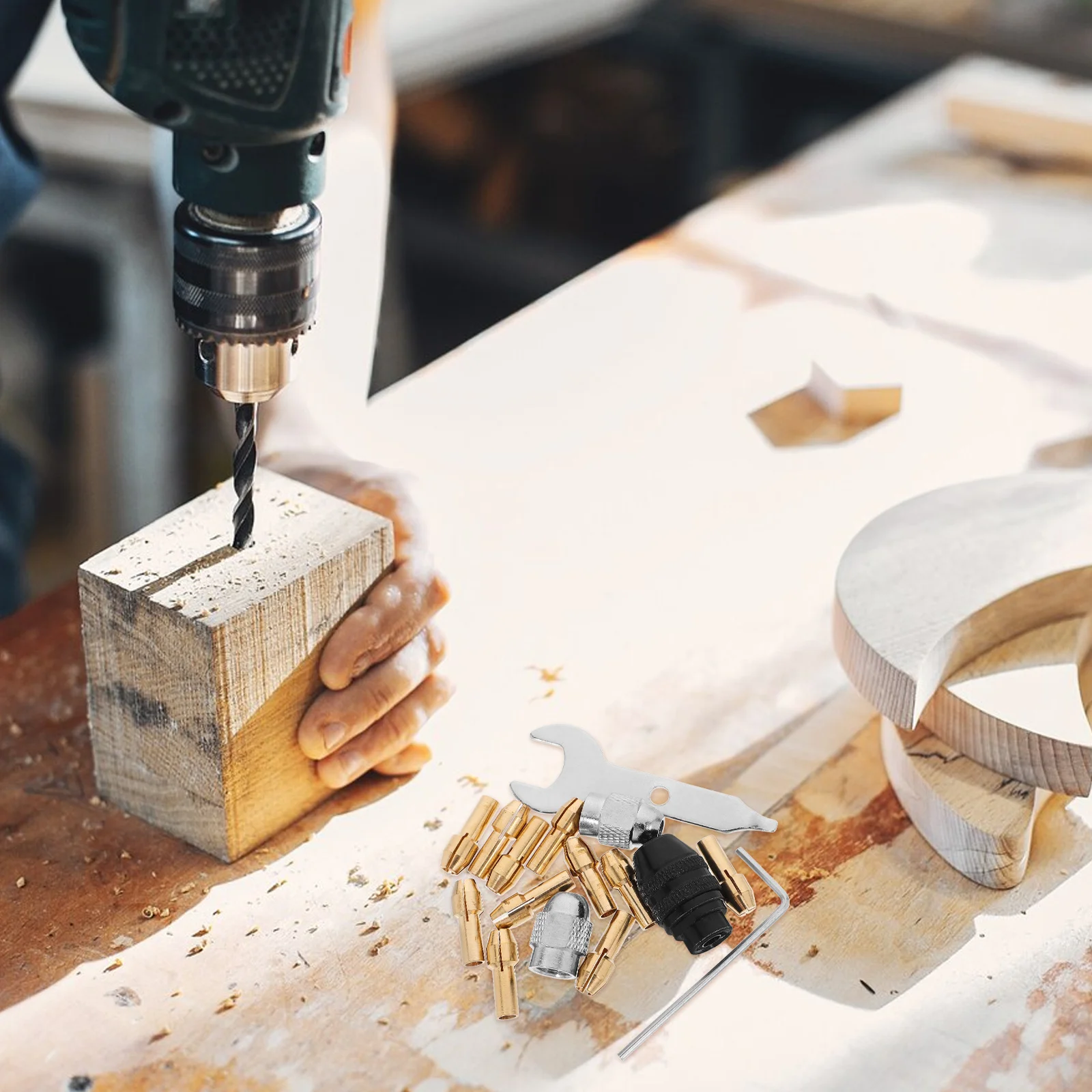 1 مجموعة الحفر تشاك كوليت التوافق العالمي آمنة لقط النحاس البناء أحجام مختلفة أجزاء حفار كهربائي #5