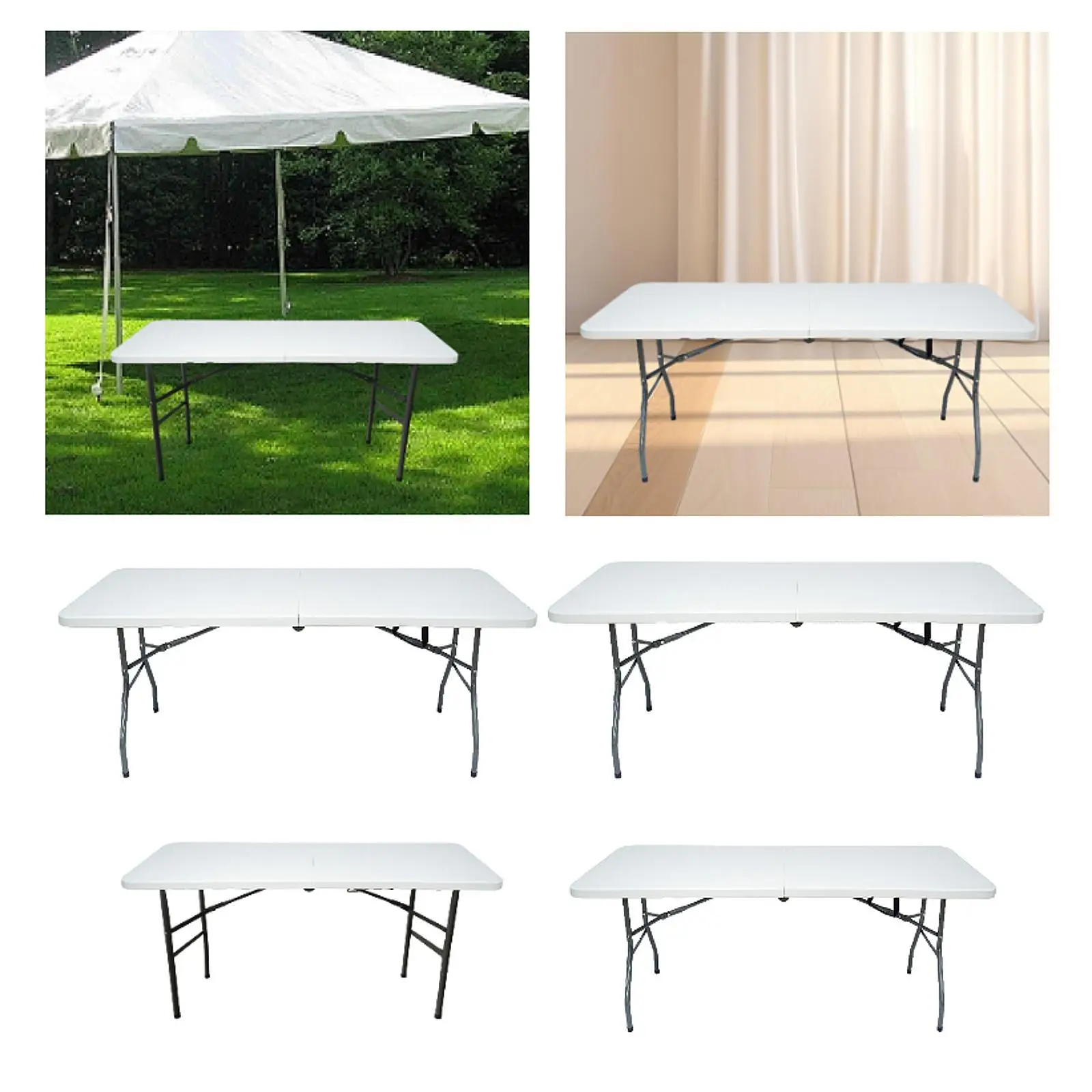 Foldable Table Picnic Table Rectangular Portable Multipurpose Dining Table Utility Folding Table for Party Camping Commercial