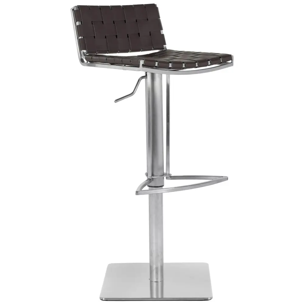

Home Collection Mitchell Stainless Steel and Brown Leather Adjustable Gas Lift 21.730.7inch Bar Stool