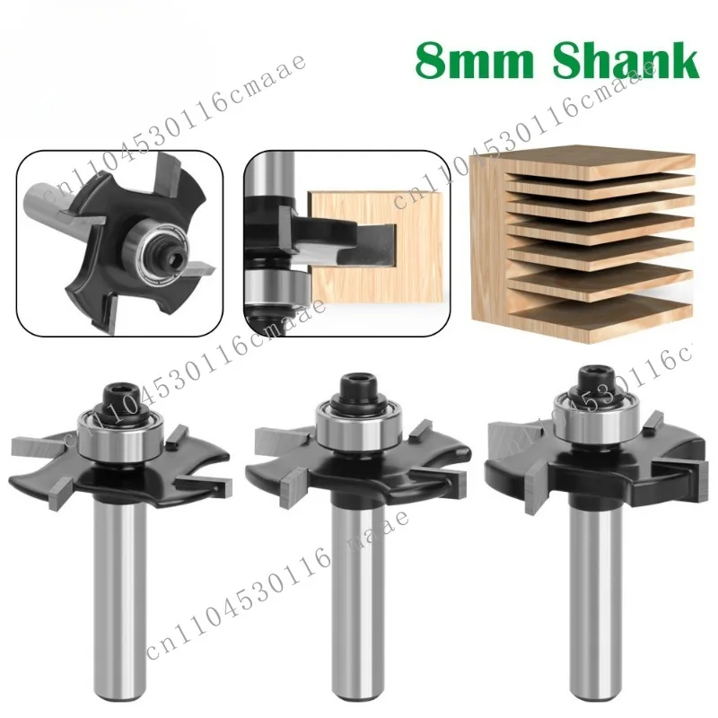 8 handle black ball four-edge T-knife woodworking milling cutter slotting alloy  head notch